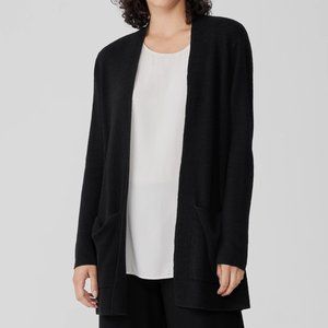Linen Crepe Stretch Cardigan - Black